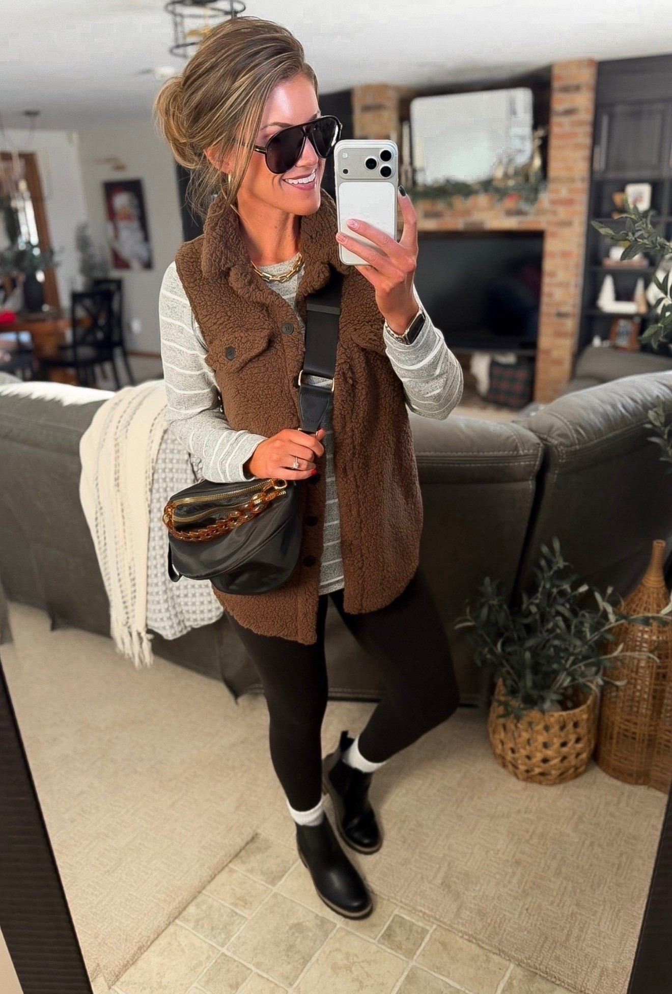 Comfy but make it cute. 
Top/ medium
Vest/ small
Leggings/ s-m

#LTKFindsUnder50 #LTKSeasonal