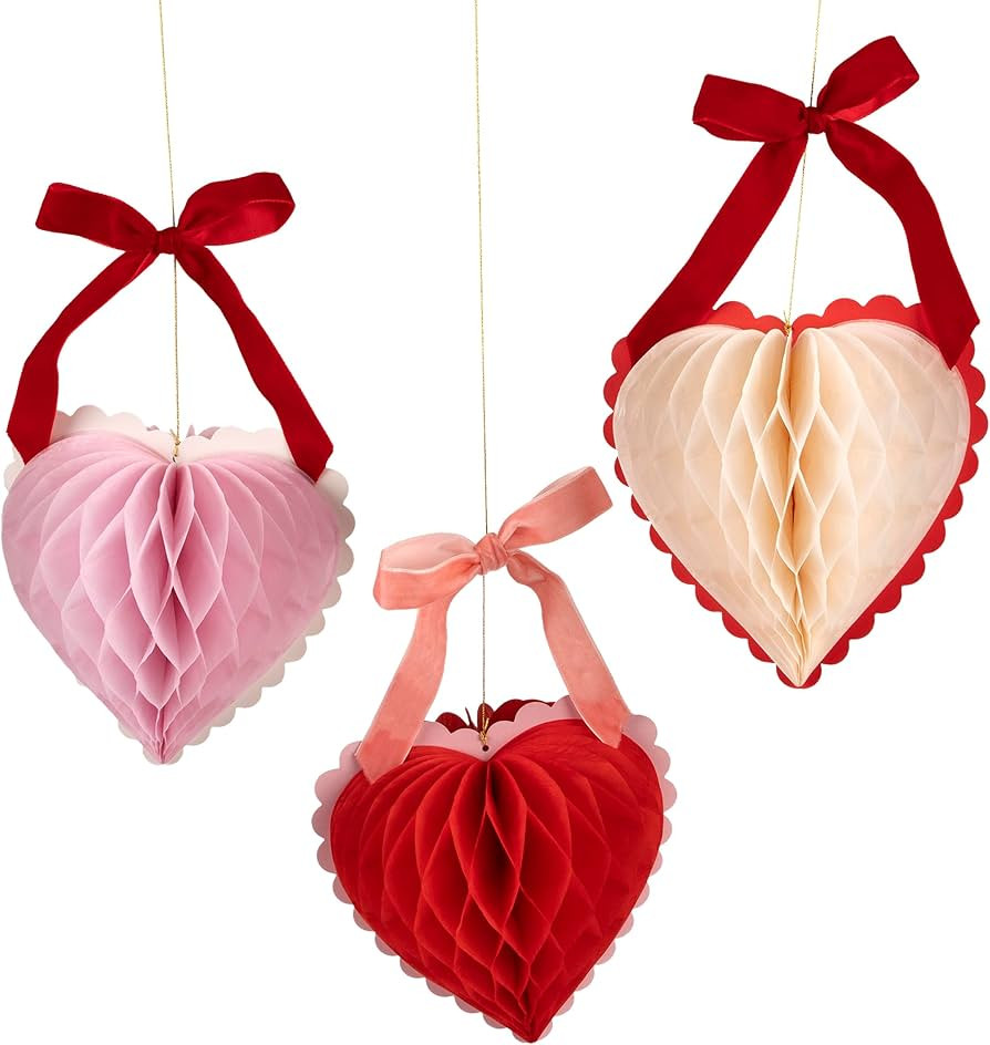 Meri Meri Honeycomb Heart Decorations (Pack of 8), Valentines Day Decorations, Easy to Assemble, ... | Amazon (US)