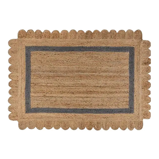 Natural Jute Scalloped Rug (Dark Gray) | Chairish