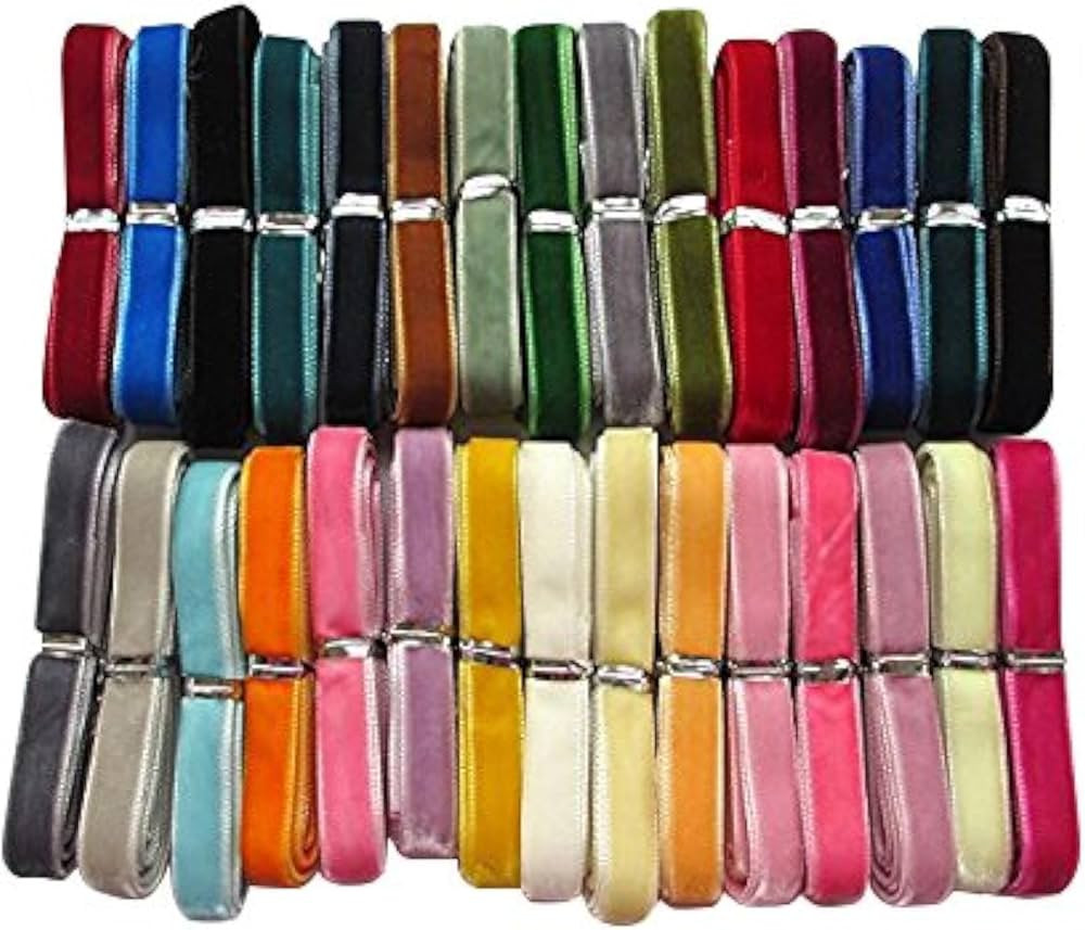 Chenkou Craft 30 Yards 3/8" Velvet Ribbon Total 30 Colors Assorted Lots Bulk (Multicolored, 3/8"(... | Amazon (US)