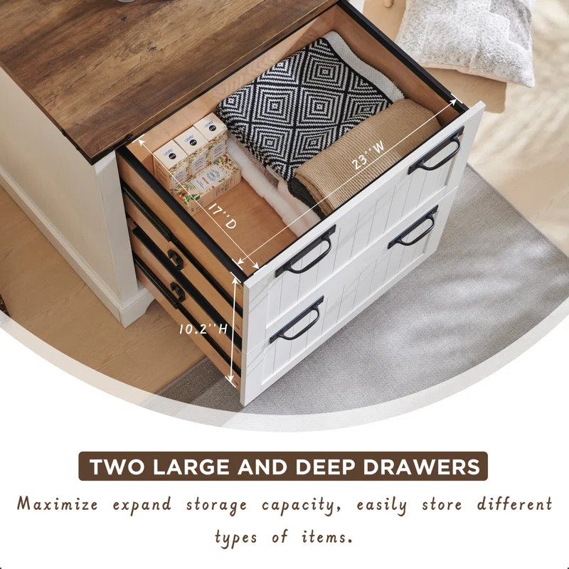 Deshion 30"Wide 2 -Drawer File Cabinet,Modern Farmhouse Office Storage Cabinet For Study Room, Li... | Wayfair North America