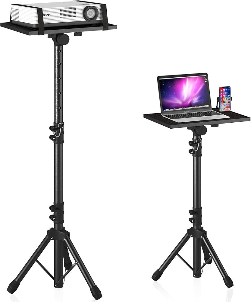 Projector Stand Tripod Adjustable, Laptop Height from 23.5 to 46.5 inches with Gooseneck Phone Ho... | Amazon (US)