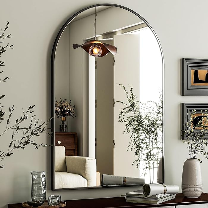 HARRITPURE Arched Wall Mirror 24"x36" – Black Metal Frame Vanity Mirrors for Bedroom, Entryway,... | Amazon (US)