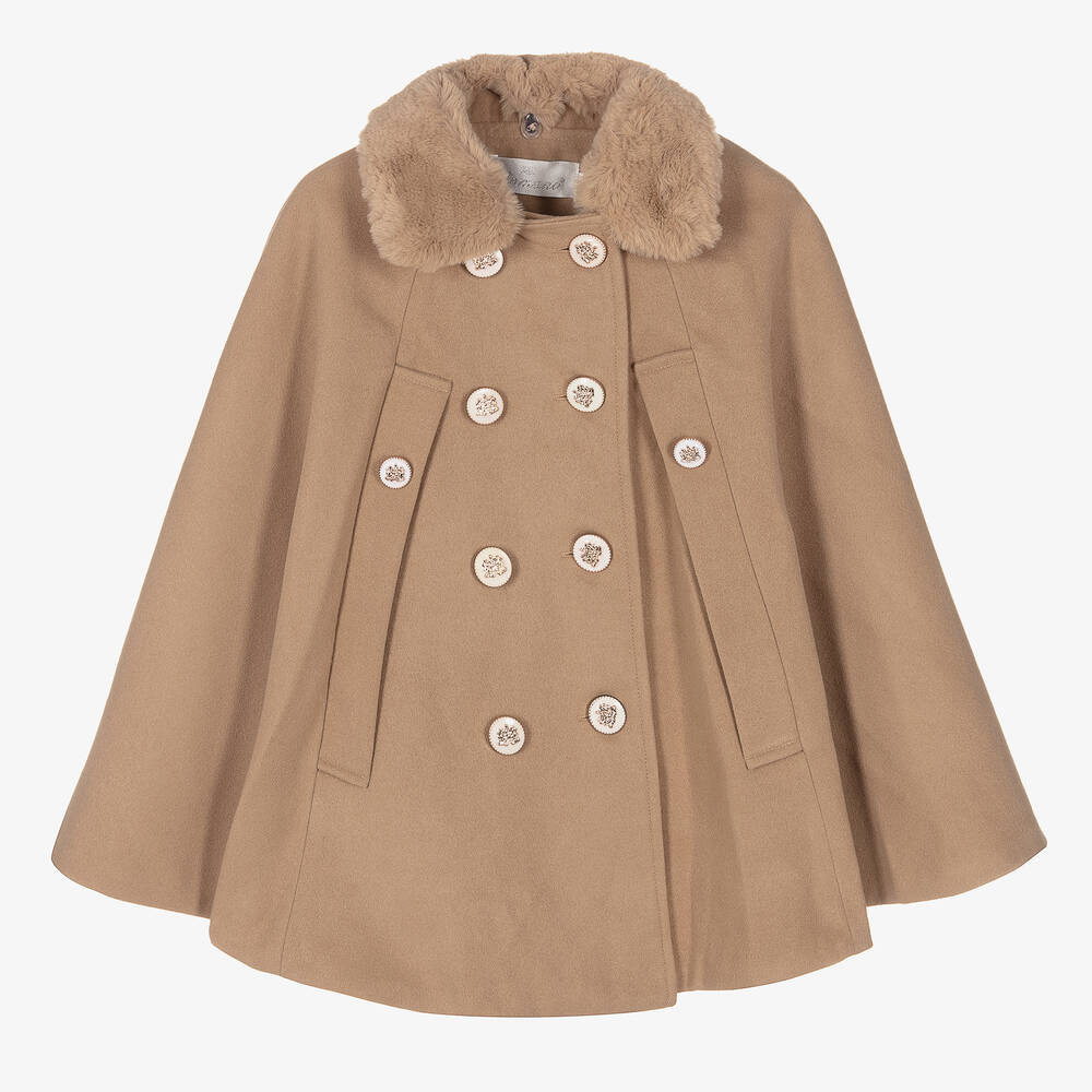 Girls Beige Felted Cape | Childrensalon