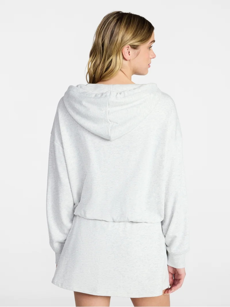 No Boundaries Bubble Hem Drawstring Hoodie, Women’s XXS-XXL | Walmart (US)