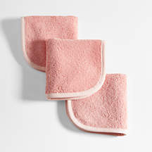 Nachi Blue Organic Pink Baby Washcloths, Set of 3 + Reviews | Crate & Kids | Crate & Barrel