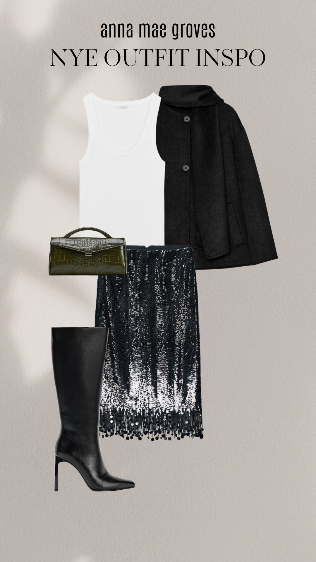 NYE outfit inspo for YOU! How cute is this sequin white tank look?? An easy and chic NYE outfit that doesn’t involve a dress or tights but will still keep you warm! For those extra cold climates you could switch out the wool coat for a fur one! 
























NYE outfit inspo, 2026 new years, new years looks, what to wear on NYE, NYE skirt looks, midlife outfit inspo, fashion over 50

#LTKHoliday #LTKSeasonal #LTKootd