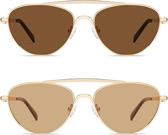 VANLINKER Polarized Trendy Aviator Metal Cat Eye Sunglasses for Women Men Retro Vintage Shades VL... | Amazon (US)