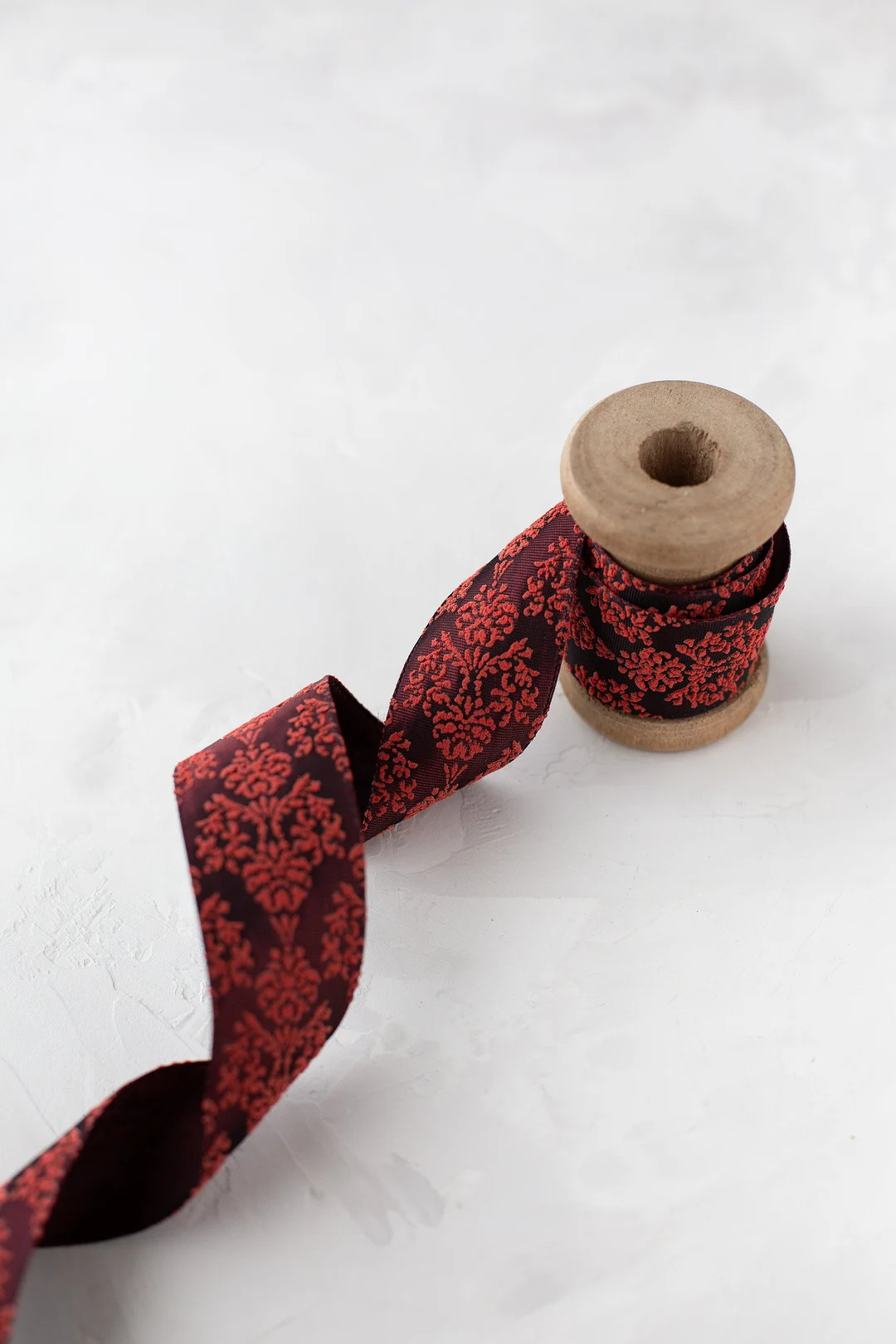 Deep Burgundy Red Baroque Floral Lightly-wired Ribbon 1.5 - Etsy | Etsy (US)