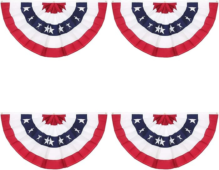 American Pleated Fan Flag, 3 x 1.5 Ft USA Patriotic Half Fan Bunting, Indoor Outdoor 4th of July ... | Amazon (US)