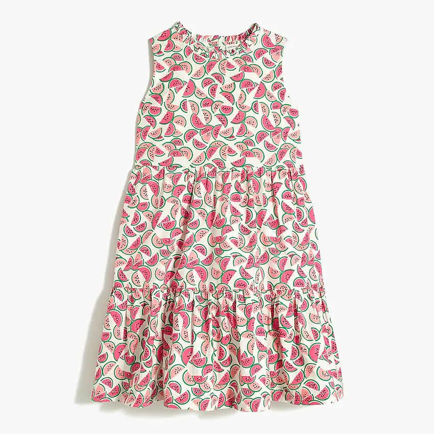 Girls' tiered dress in cotton poplin | J.Crew Factory