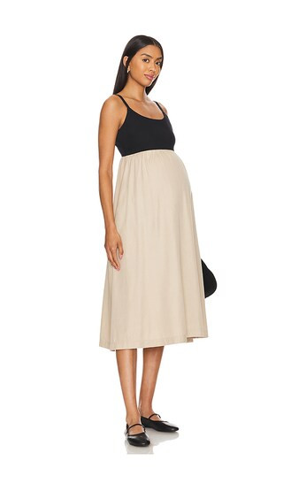 The Mona Dress in Sand & Black | Revolve Clothing (Global)