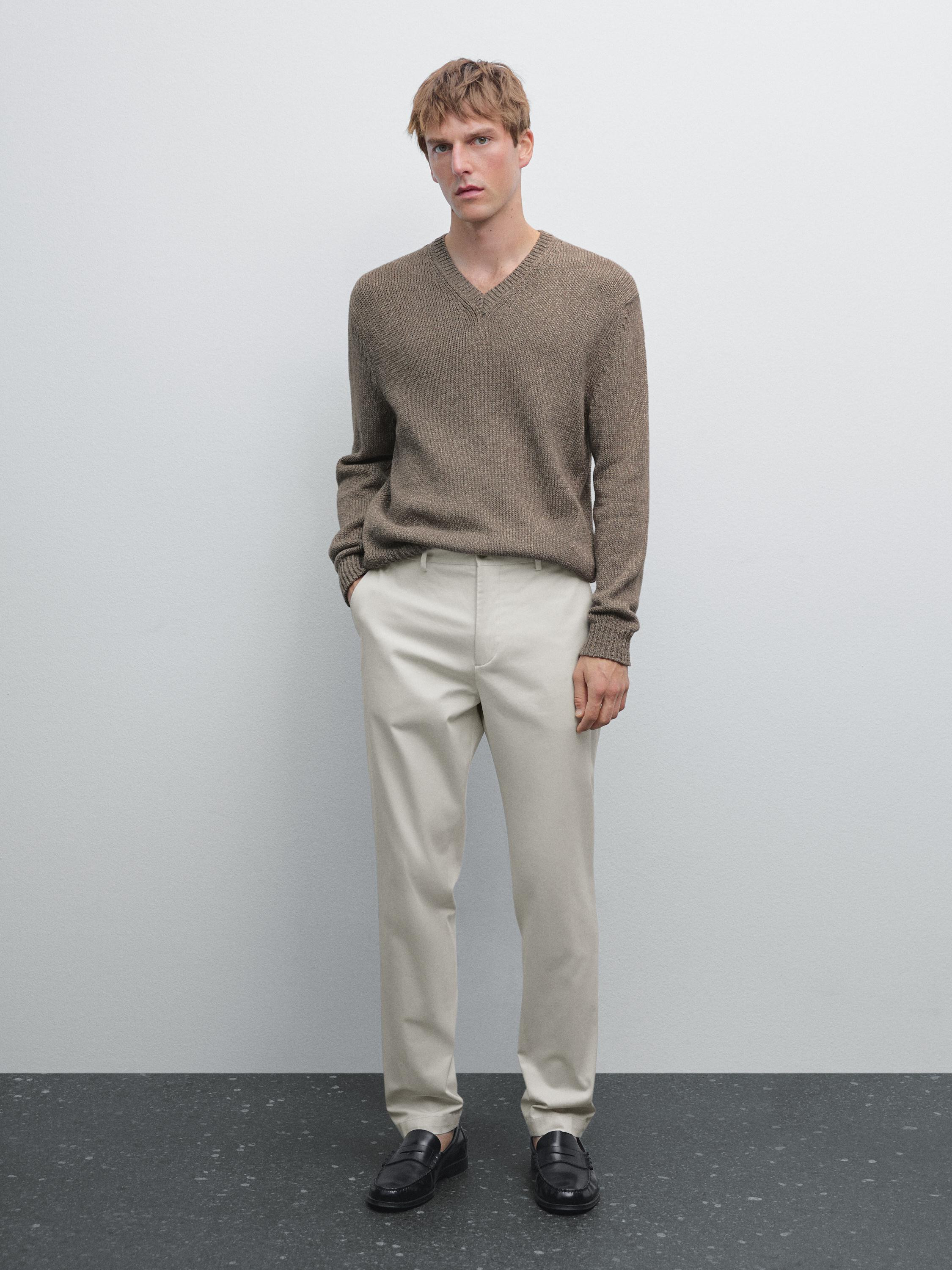 Hose im Tapered-Fit aus Baumwollmischgewebe | Massimo Dutti DE