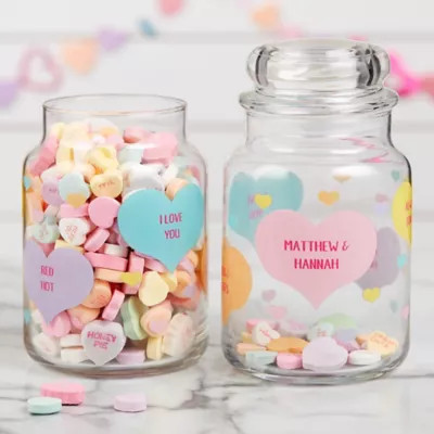 Conversation hearts Personalized Candy Jar  | Bed Bath & Beyond