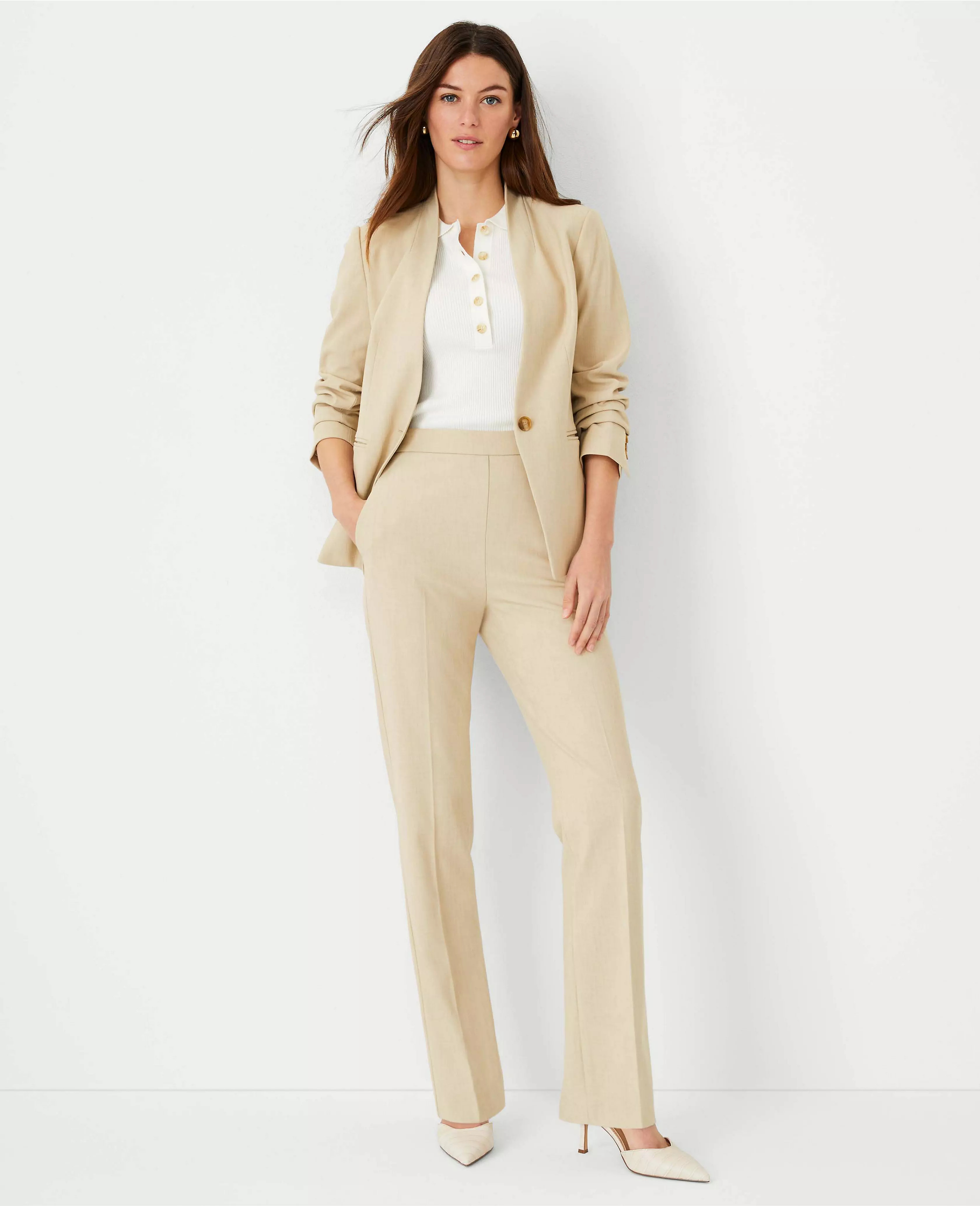 The Side Zip Straight Pant in Bi-Stretch | Ann Taylor (US)