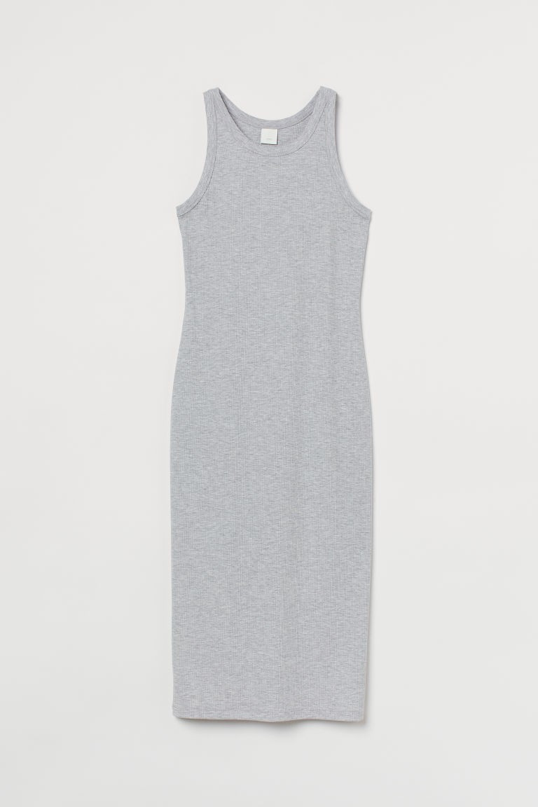 H & M - Ribbed jersey dress - Gray | H&M (US + CA)