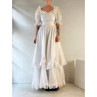 70S White Puff Sleeve Romantic Maxi Dress/Small | Etsy (US)