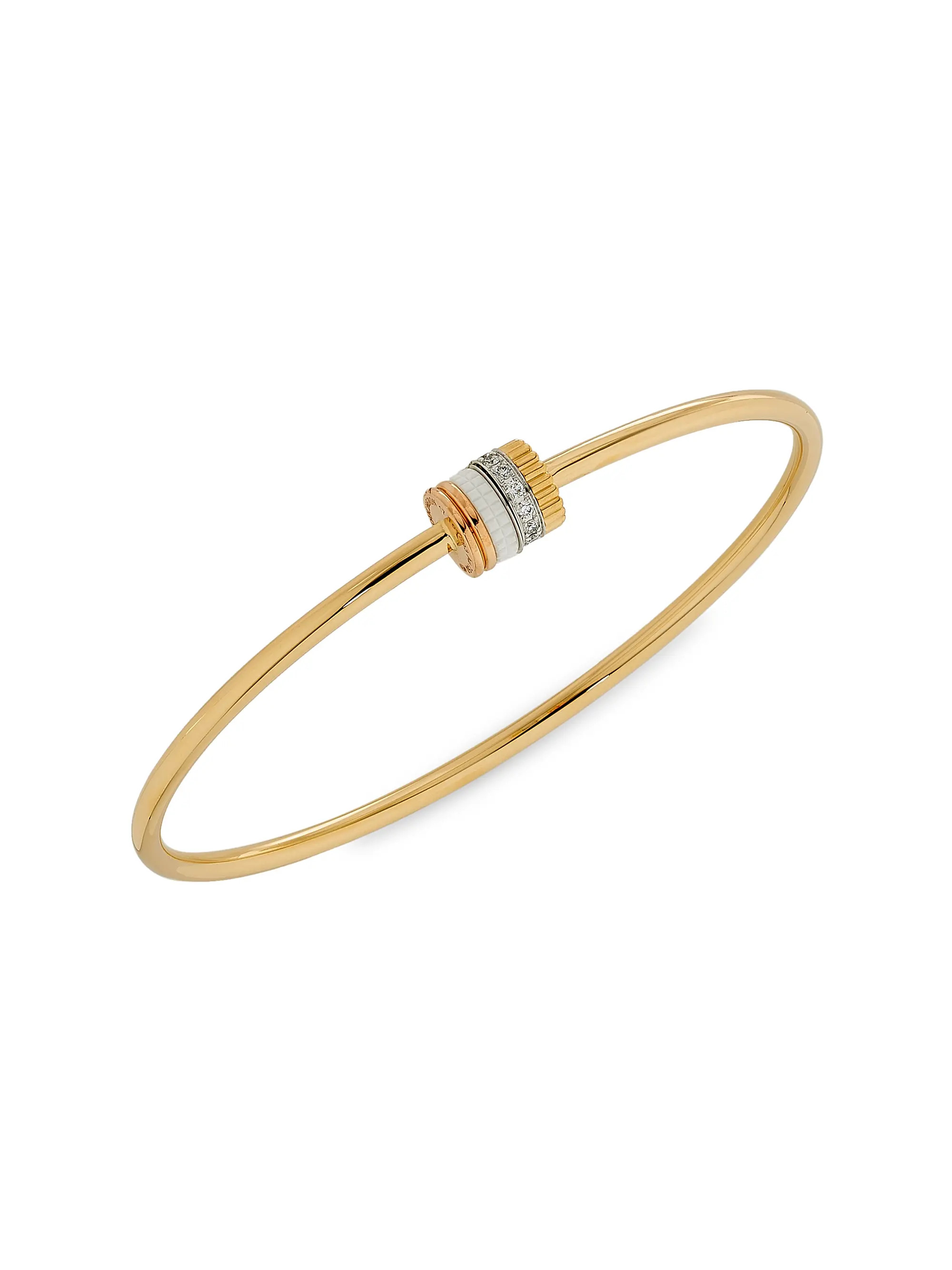 Quatre White Edition Tri-Tone 18K Gold, HyCeram & 0.11 TCW Diamond Bangle | Saks Fifth Avenue