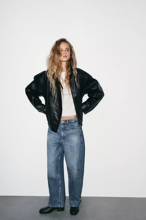 TRF BAGGY BARREL MID-WAIST JEANS | Zara UK