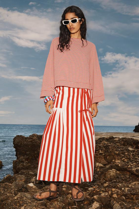 LIMITED EDITION STRIPED MIDI SKIRT | Zara US