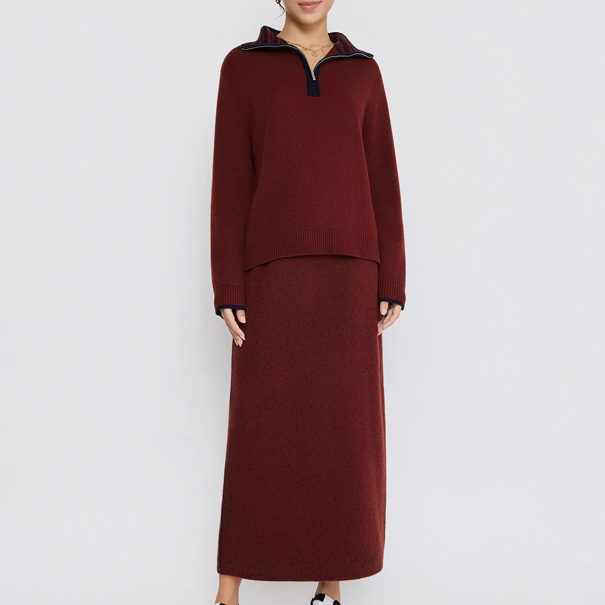 ASOBIO 100% Wool 1/2 Zip Mockneck Sweater | ASOBIO (US)