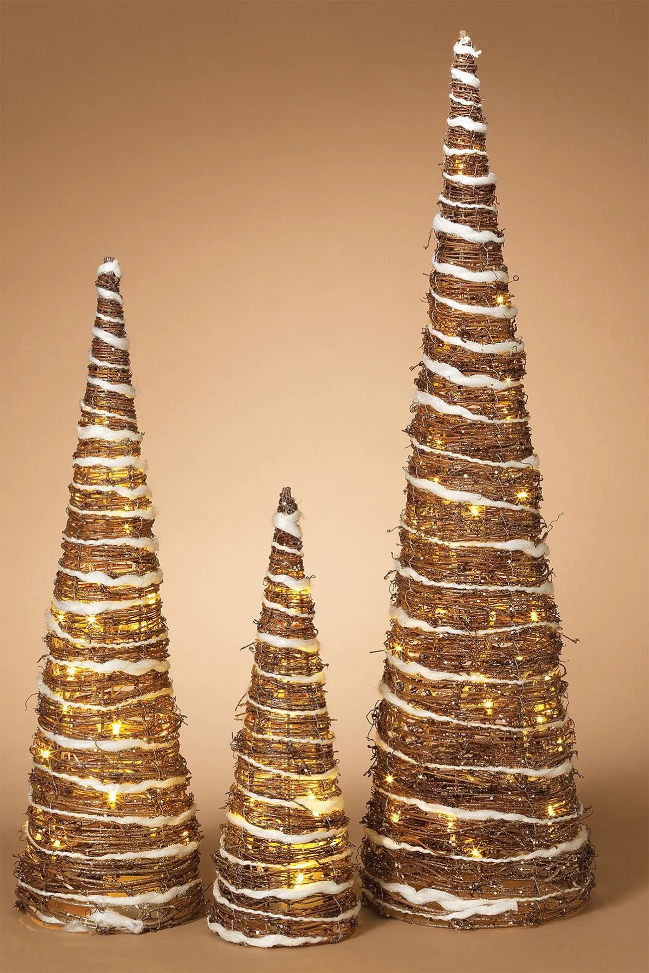 Gerson Company | Champagne Gold Glitter LED Pinecone Trees - Set of 3 | Nordstrom Rack | Nordstrom Rack
