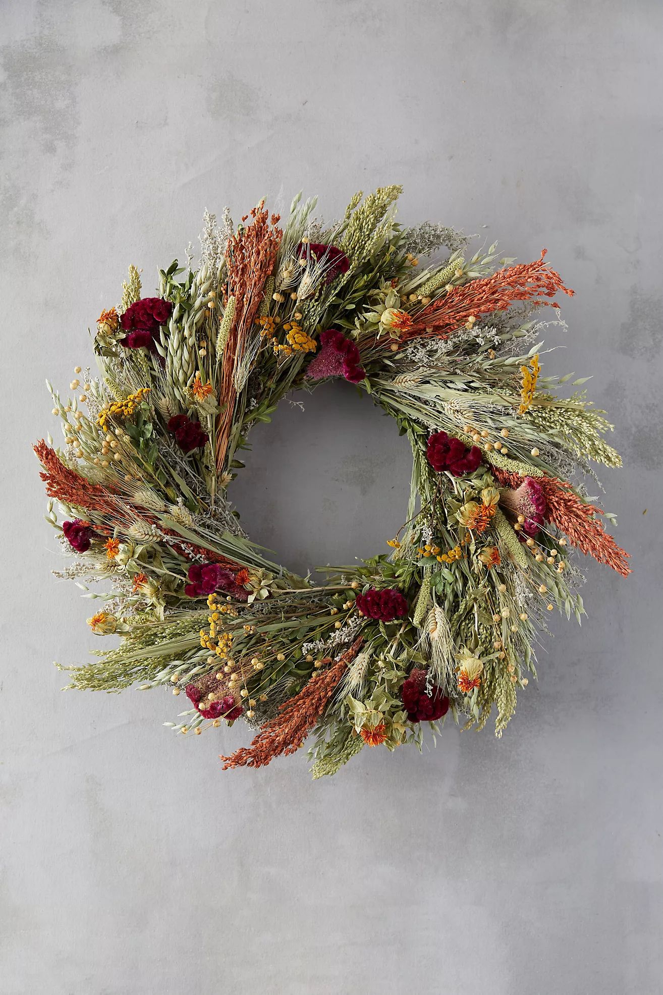 Flax and Safflower Bouquet Wreath | Anthropologie (US)