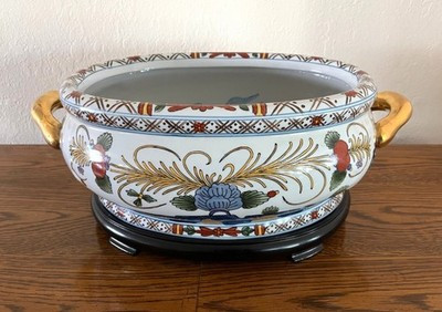 Vintage Chinese Oriental Accent Hand-Painted Porcelain Centerpiece/Planter | eBay US