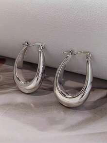 1pair European & American Style Heavy Metal Fashionable Water Drop Shaped Casual Glossy Simple Da... | SHEIN