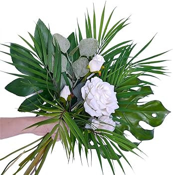 Artificial Areca Palm Leaves, 8 Pcs Faux Tropical Palm Tree Leaves Stems for Floral Arrangement, ... | Amazon (US)