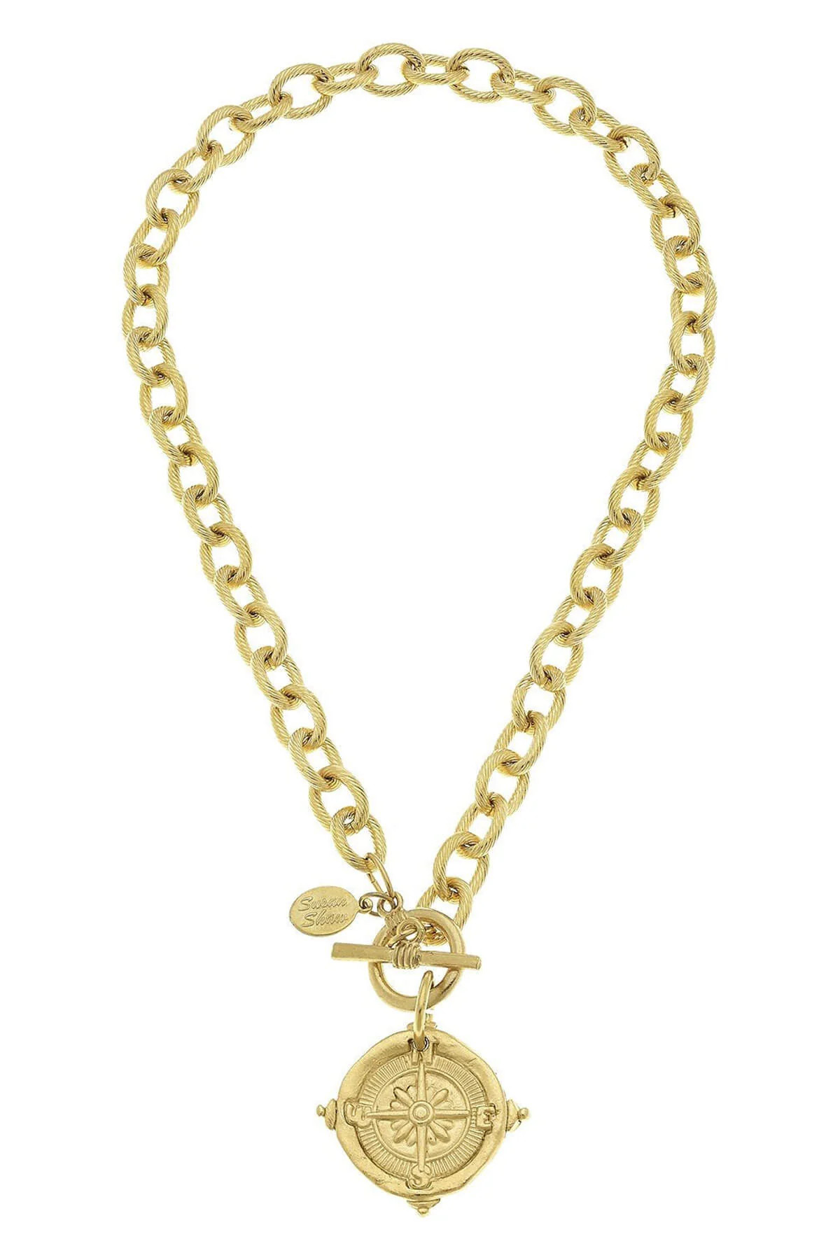 Susan Shaw Gold Compass Toggle Necklace | Social Threads