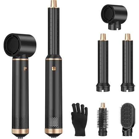 JINYAWA Hair Dryer Brush 5 in 1, Hot Air Brush Air Curler, Air Wrap Hair Styler Without Heat Dama... | Amazon (US)