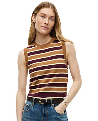 Women's Striped Sleeveless Crewneck Top | Macy's