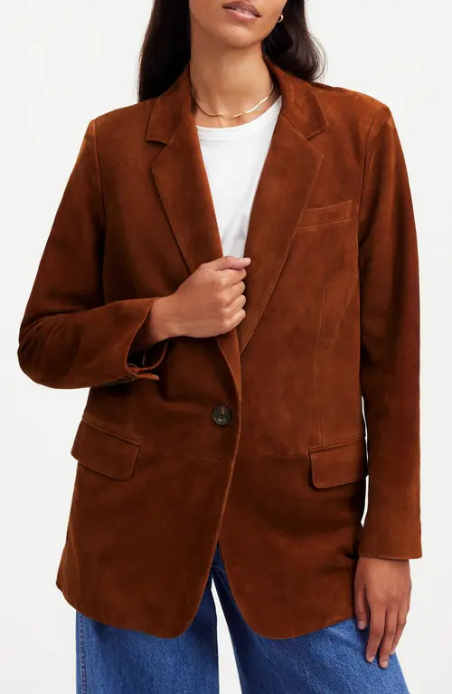Madewell The Kline Suede Blazer in Soft Mahogany at Nordstrom, Size 0 | Nordstrom