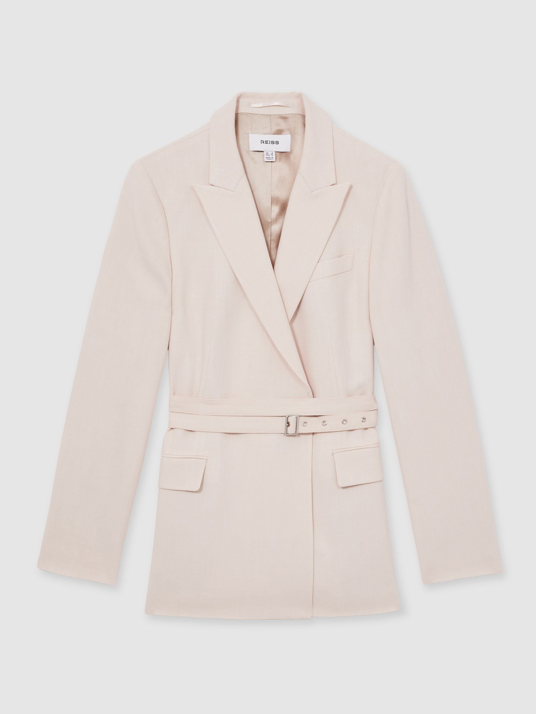 Single-Breasted Belted Suit Jacket in Pink | Reiss US