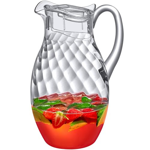 Amazing Abby - Bubbly Whirly Grand - Plastic Pitcher (96 oz, 3 Quart), Clear Water Pitcher with Lid, Fridge Jug, BPA-Free, Shatter-Proof, Great for Iced Tea, Sangria, Lemonade, Juice, Milk, and More | Amazon (US)
