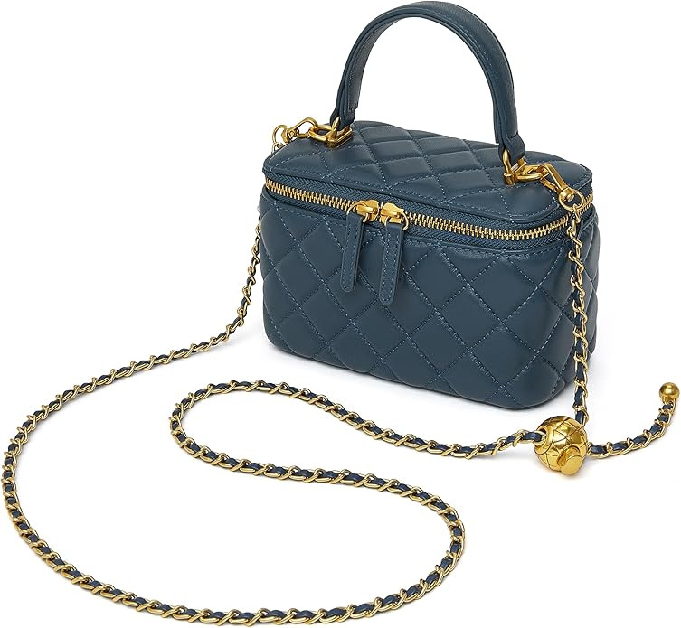 DORIS&JACKY Pequeña bolsa acolchada para mujer, diseño de cuero, con asa superior, con correa d... | Amazon (US)