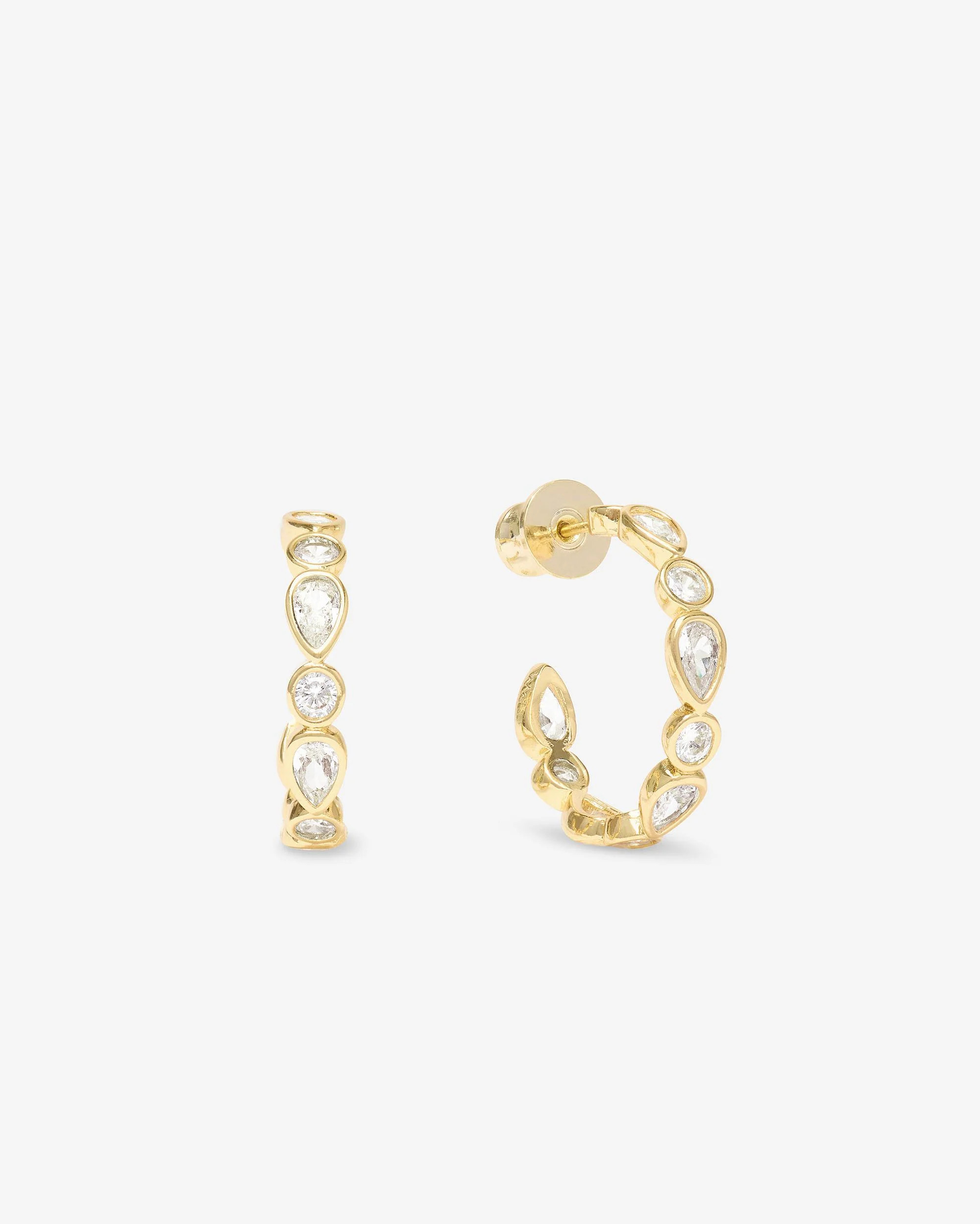 Isla Hoops .75" - Dainty Gold Simulated Diamond Everyday | Melinda Maria Jewelry