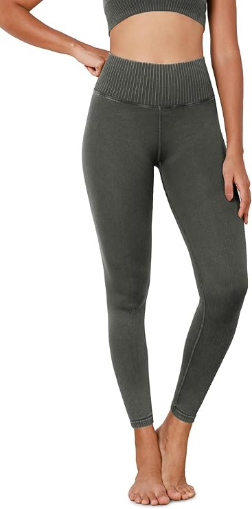 ODODOS Vintage 7/8 Length Seamless Leggings for Women Ribbed High Waist Casual Workout Gym Yoga P... | Amazon (US)