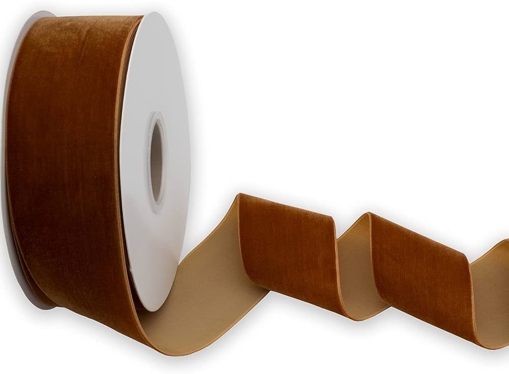 XMRIBBON Copper Velvet Ribbon Single Sided,2 Inch by 10 Yards Spool | Amazon (US)