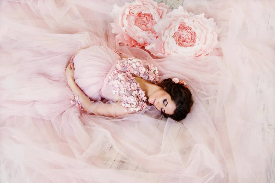 Pink Tulle Maternity Dress for Motherhood Photoshoot, Blush Lace Maternity Gown Baby Shower Dress... | Etsy (Global)