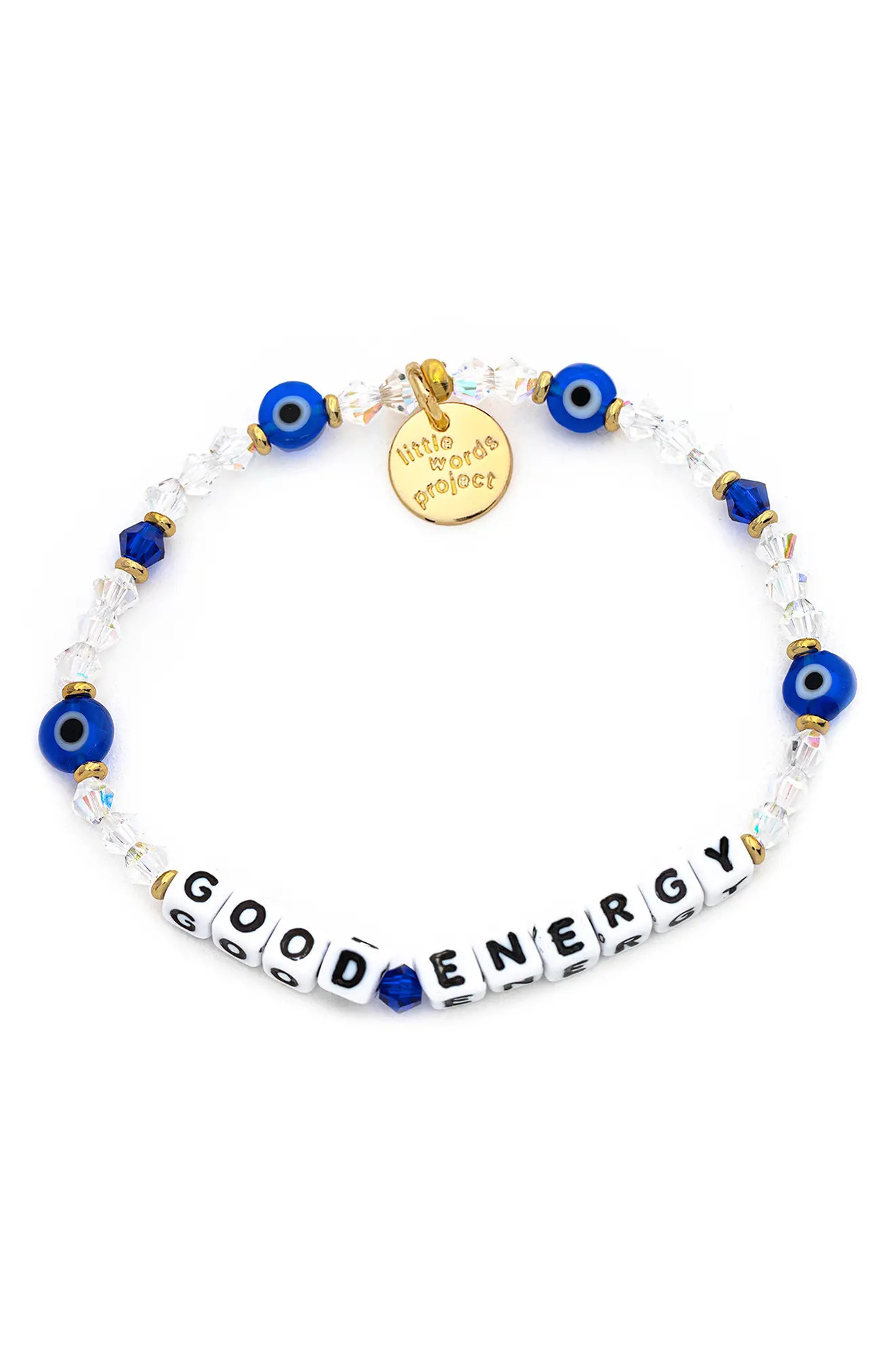 Little Words Project Good Energy Beaded Stretch Bracelet, Size Small in Clear Blue at Nordstrom | Nordstrom
