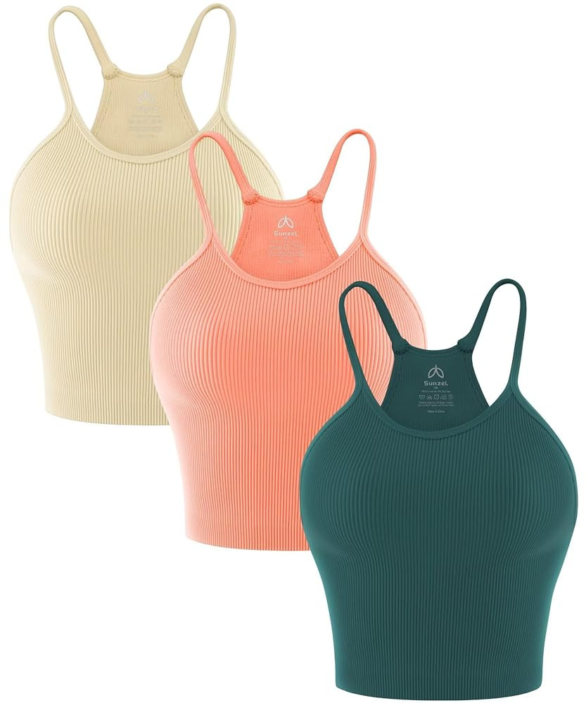 Sunzel Free to Be Tank, Crop Ribbed Tank Tops Seamless Racerback Camisoles No pad Camis Cropped W... | Amazon (US)