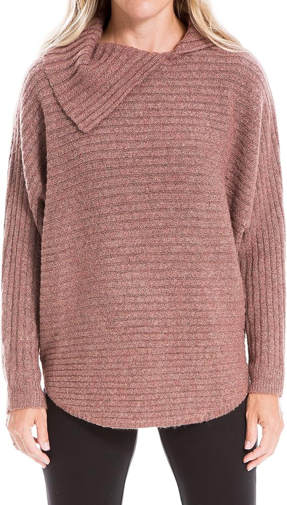 Max Studio Women's Split Neck Ribbed Pullover Sweater | Amazon (US)