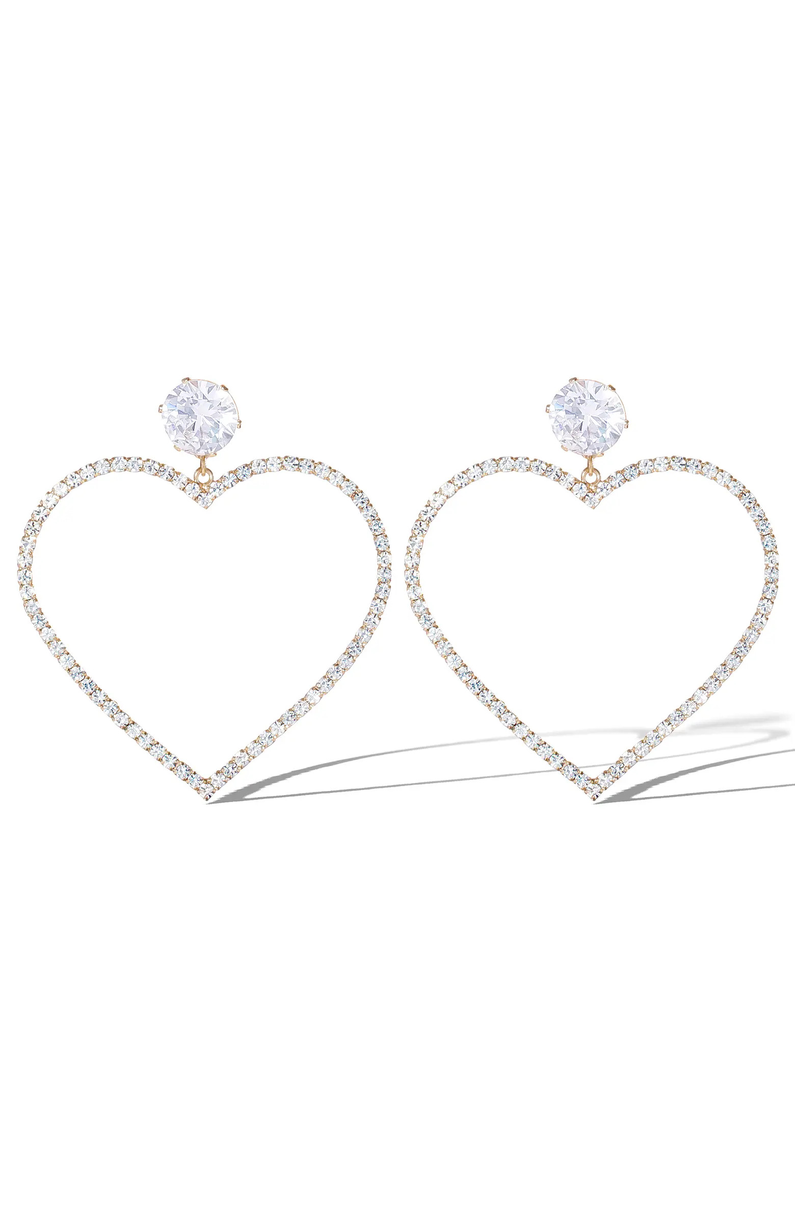 Glass Stone Heart Earrrings | Nordstrom