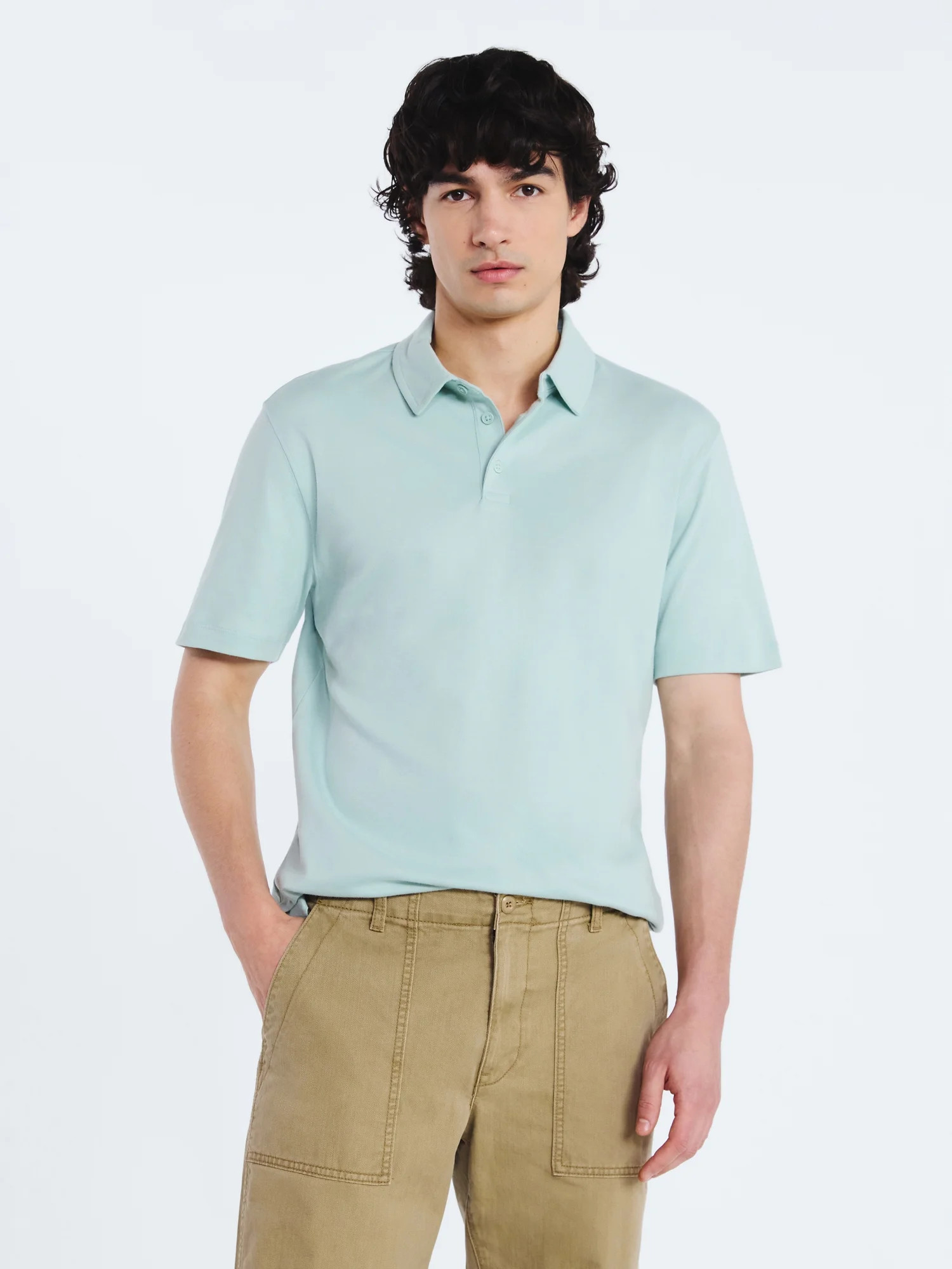 Free Assembly Mens Cotton Polo Shirt with Short Sleeves, Sizes XS-3XL - Walmart.com | Walmart (US)
