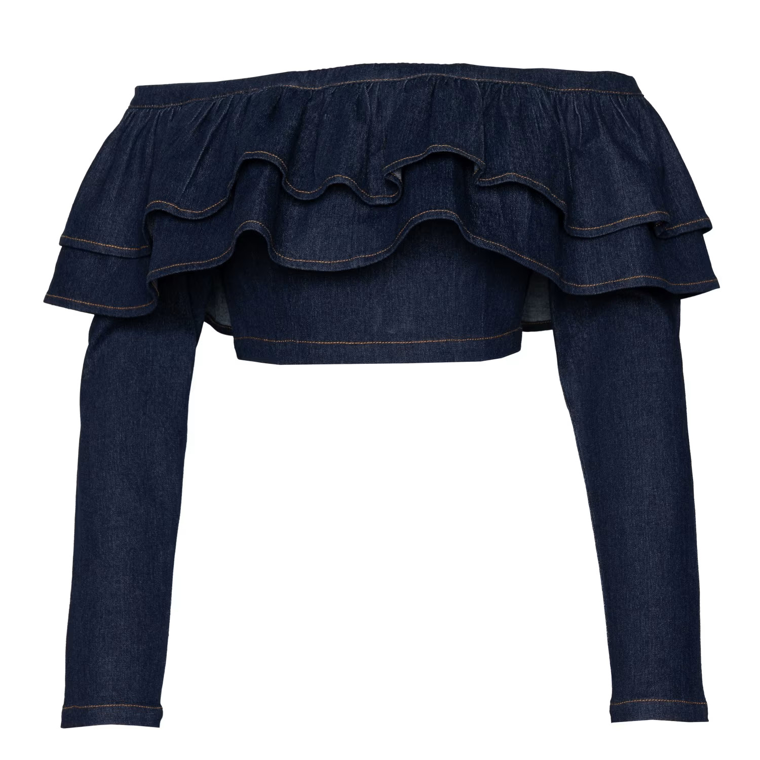Dija Denim Ruffle Crop Top | Wolf & Badger