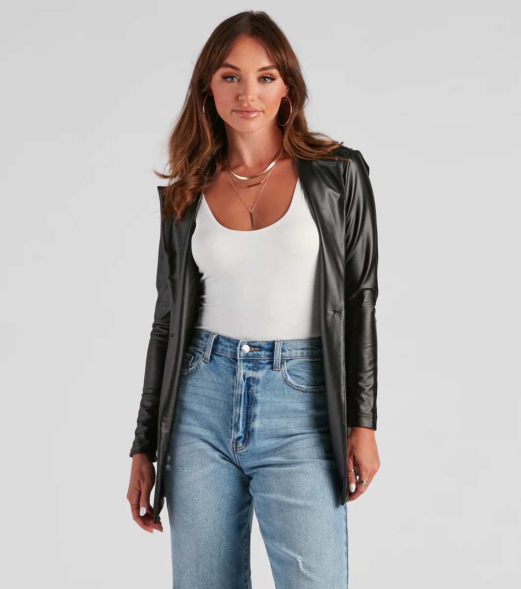 Classic Faux Leather Blazer | Windsor Stores