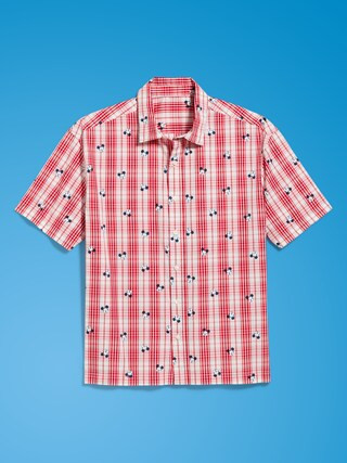 Old Navy x Disney Mickey Mouse Loose Fit Plaid Shirt for Men | Old Navy (US)