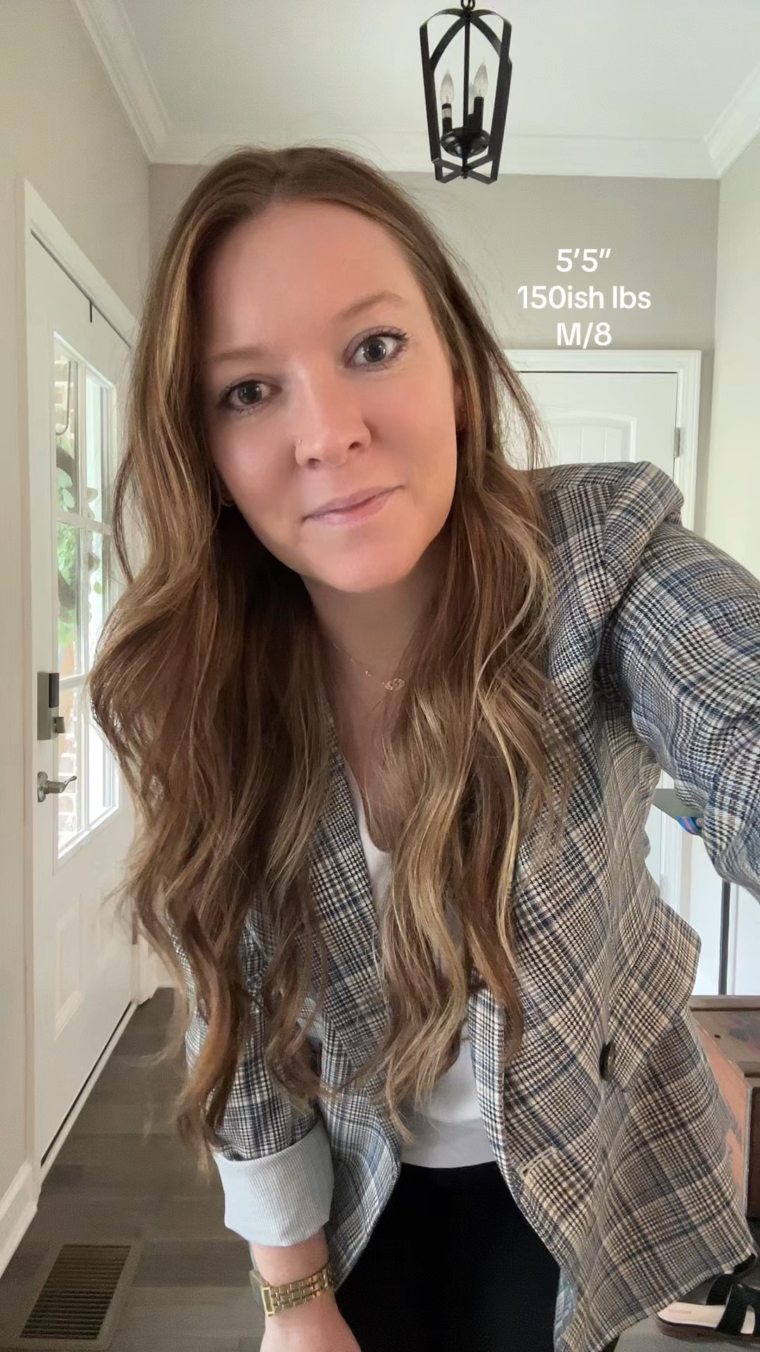 Work conference outfit 
Plaid blazer 
White shell sleeveless top 
Black ankle pants - a staple in my wardrobe - fits tts 
Black mule - flat shoes - fit tts 

#LTKWorkwear #LTKFindsUnder100 #LTKShoeCrush